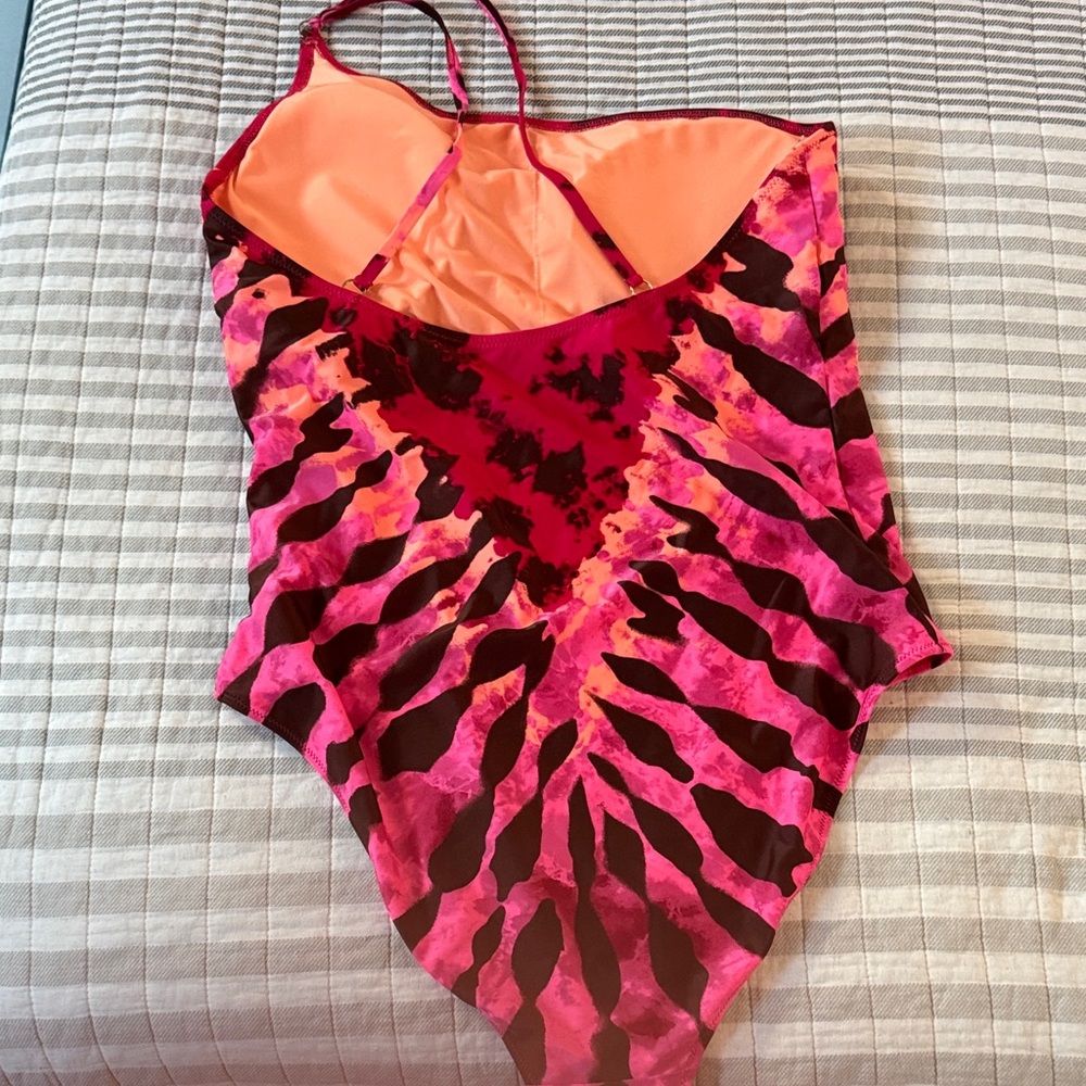 Aerie Pink and Black Tie-Dye One Piece Swimsuit - Picture 2 of 3